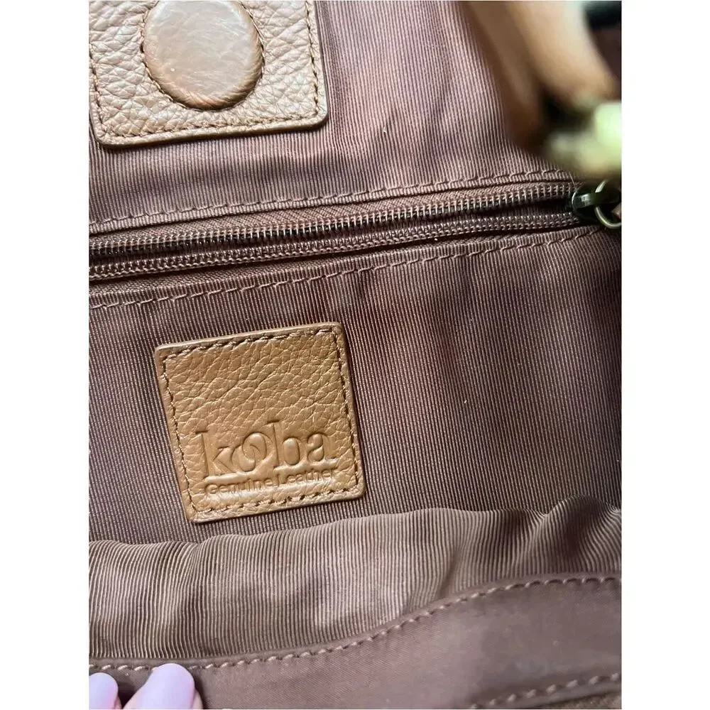 KOOBA Pebbled Leather Hobo Bag Luggage Brown Genuine Leather Purse